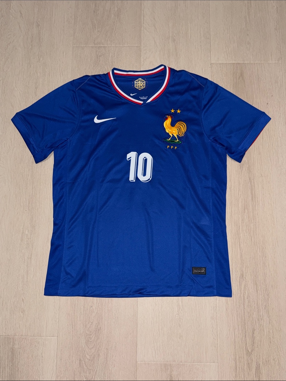 Nike Blue France #10 Mbappe National Team Soccer Jersey with Tricolor Collar